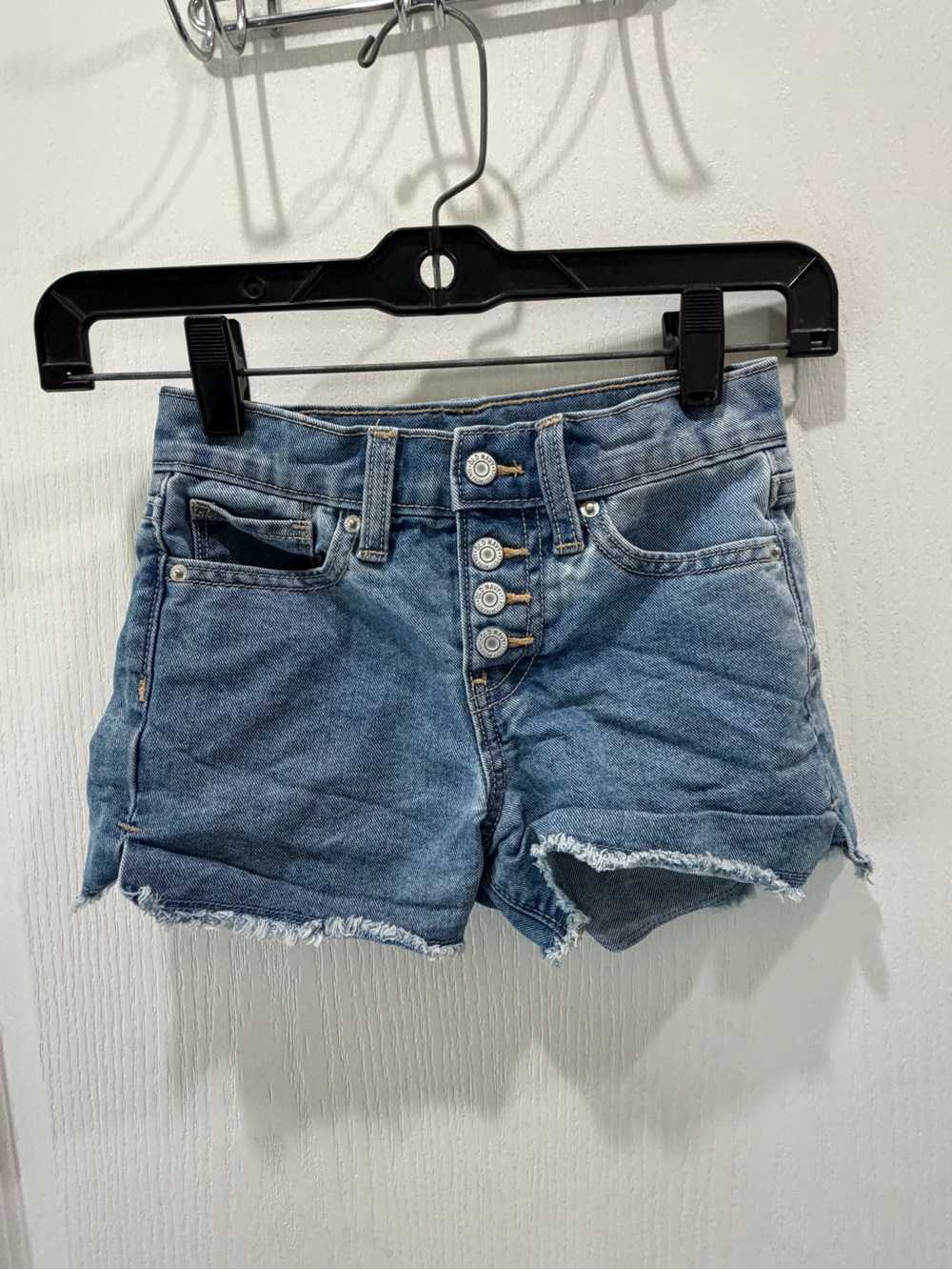 Old Navy Medium Blue Button-Front Frayed Denim Shorts